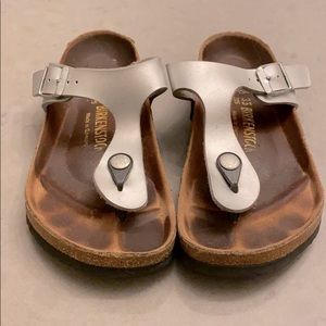 Birkenstock Silver Metallic Sandals, size 5